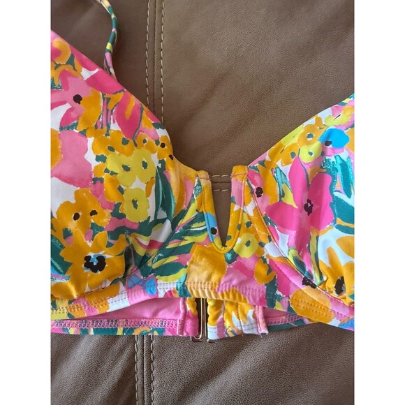 Anne Cole V-Wire Floral Bikini Top &  Convertible Bottom -Pink, Yellow, Green 2X - Picture 13 of 16